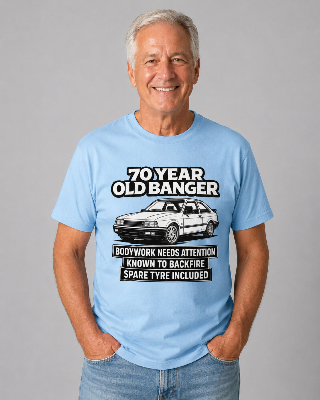 70 Year Old Banger T-Shirt - Funny 70th Birthday Classic Car Gift