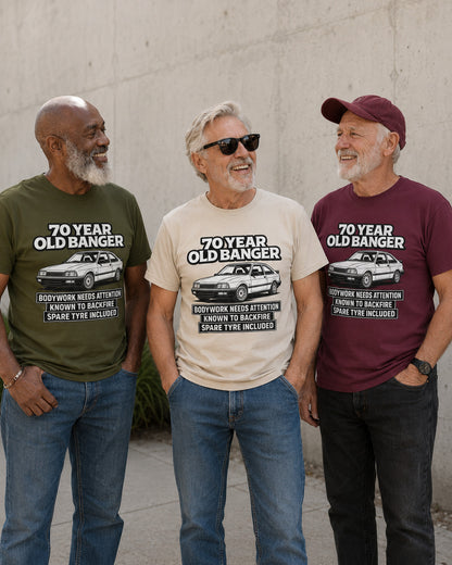 70 Year Old Banger T-Shirt - Funny 70th Birthday Classic Car Gift