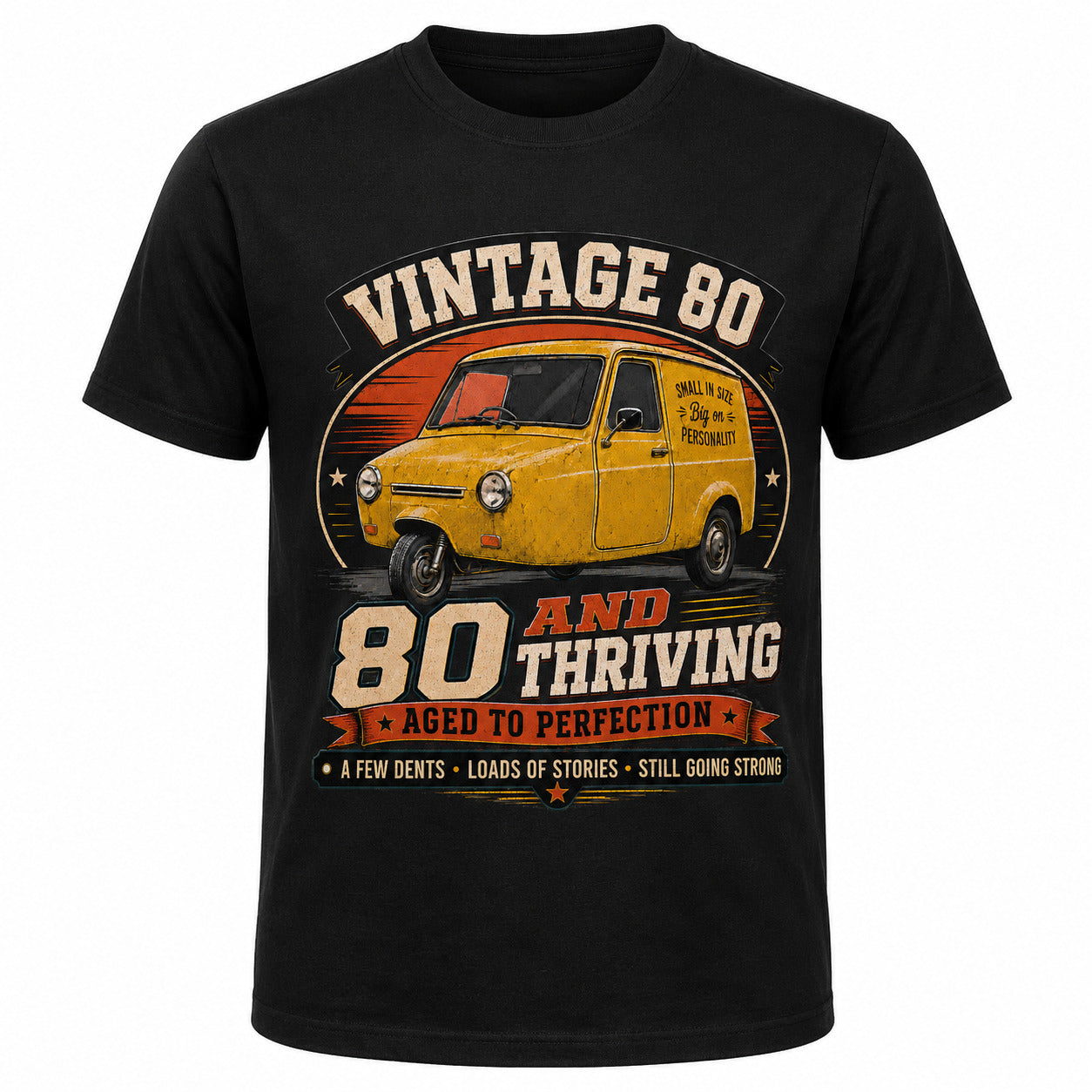 80 and Thriving T-Shirt, Funny 80th Birthday Retro Van Gift Tee