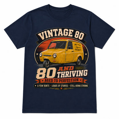 80 and Thriving T-Shirt, Funny 80th Birthday Retro Van Gift Tee