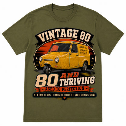 80 and Thriving T-Shirt, Funny 80th Birthday Retro Van Gift Tee