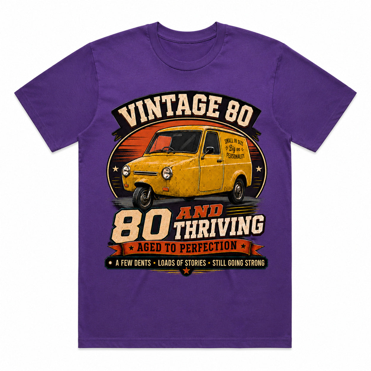 80 and Thriving T-Shirt, Funny 80th Birthday Retro Van Gift Tee