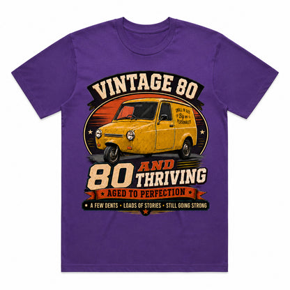80 and Thriving T-Shirt, Funny 80th Birthday Retro Van Gift Tee