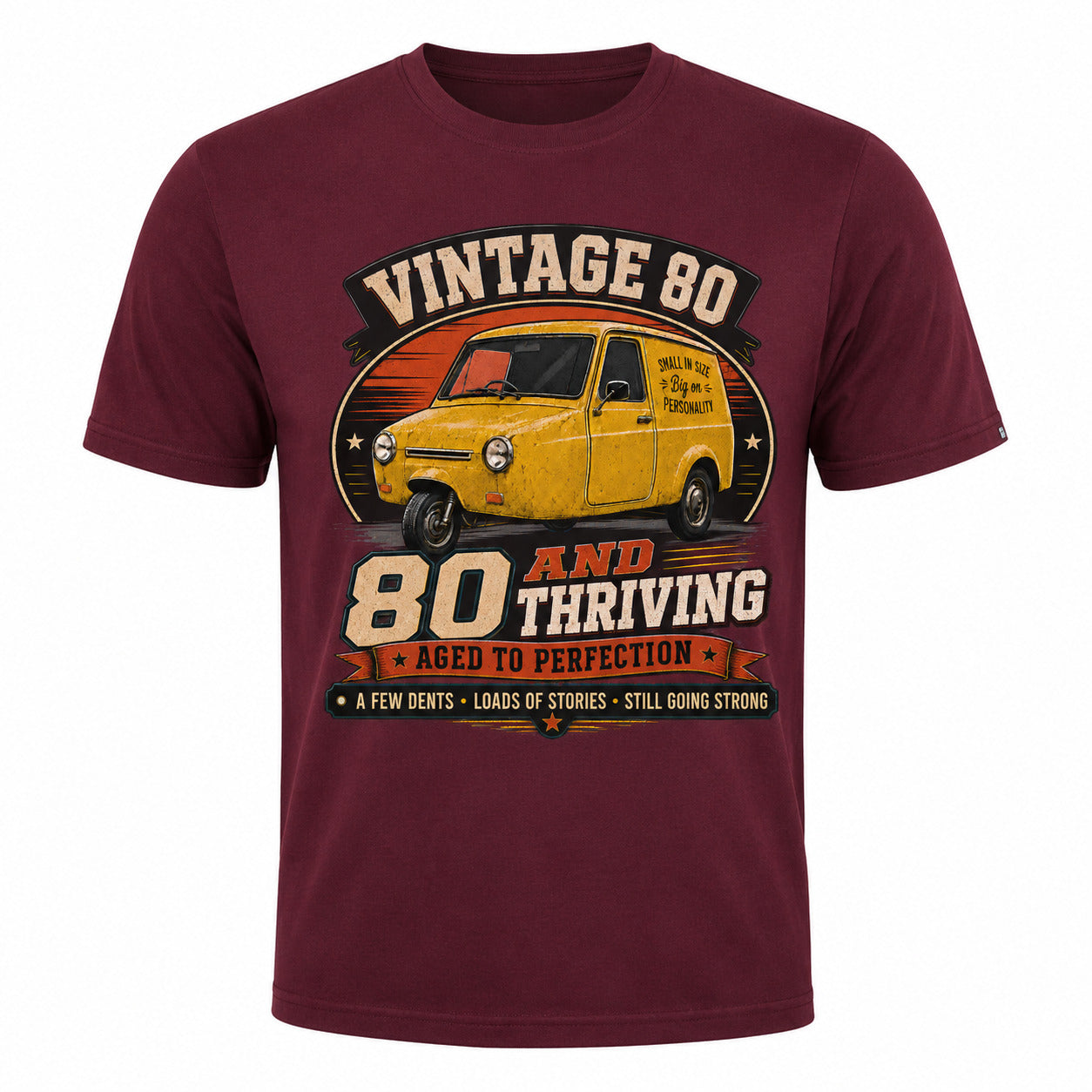 80 and Thriving T-Shirt, Funny 80th Birthday Retro Van Gift Tee