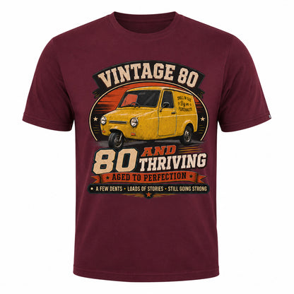 80 and Thriving T-Shirt, Funny 80th Birthday Retro Van Gift Tee