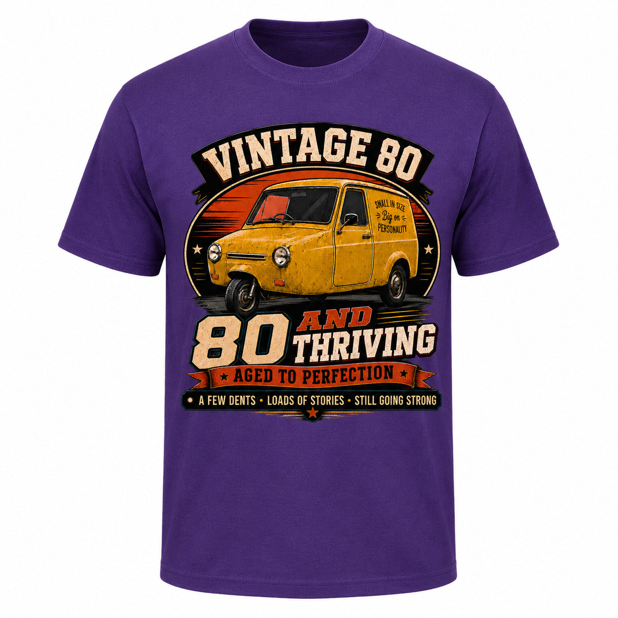 80 and Thriving T-Shirt, Funny 80th Birthday Retro Van Gift Tee