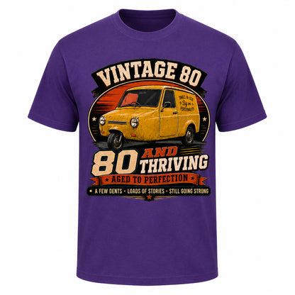 80 and Thriving T-Shirt, Funny 80th Birthday Retro Van Gift Tee