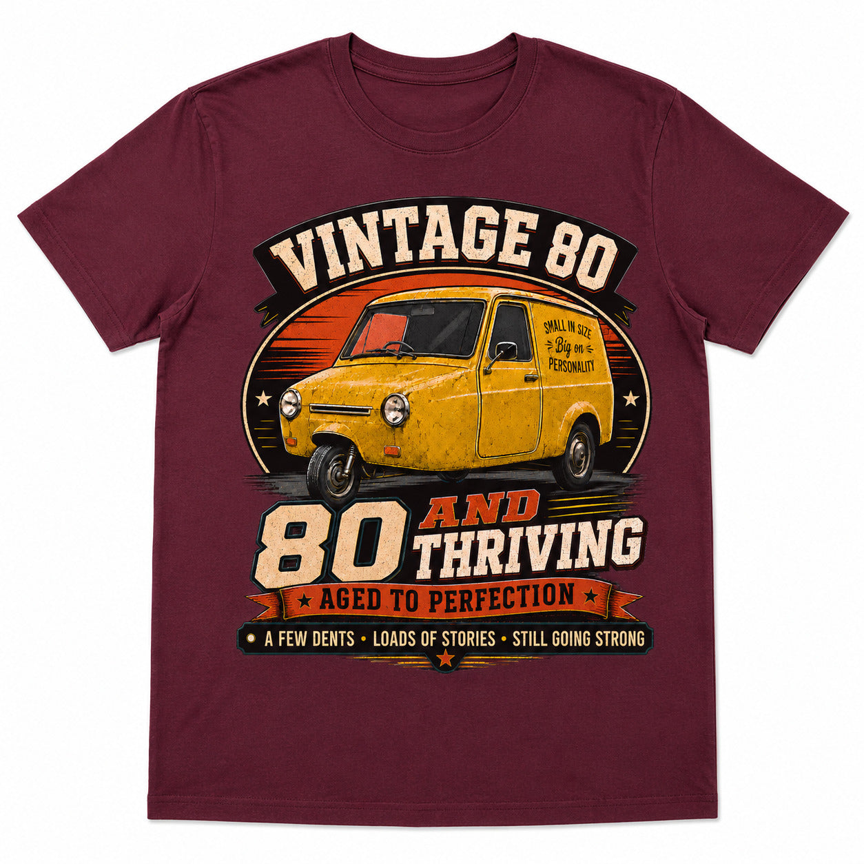 80 and Thriving T-Shirt, Funny 80th Birthday Retro Van Gift Tee
