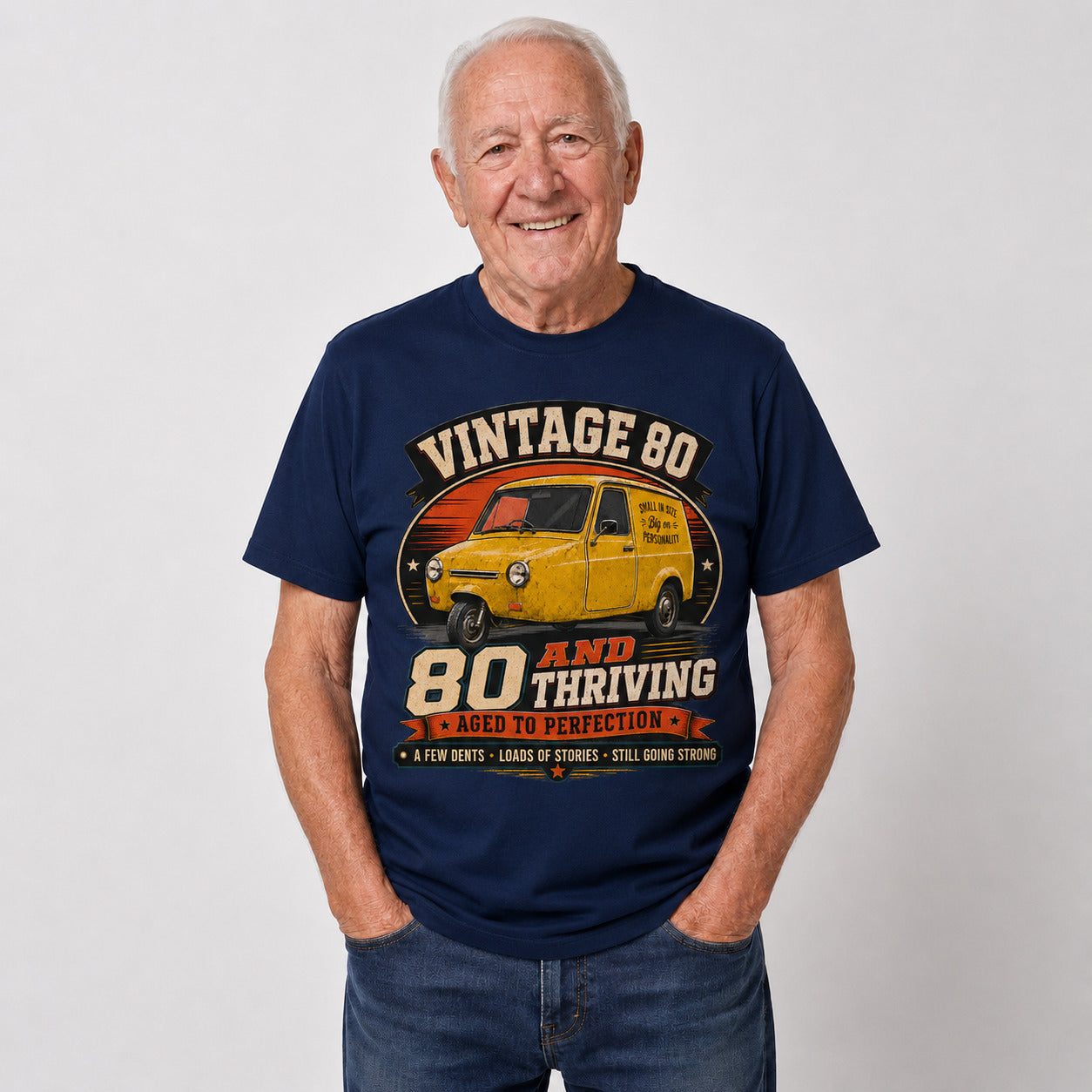 80 and Thriving T-Shirt, Funny 80th Birthday Retro Van Gift Tee