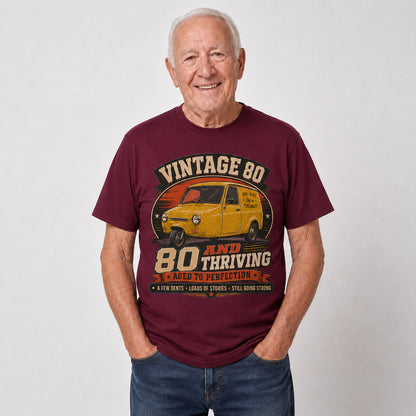 80 and Thriving T-Shirt, Funny 80th Birthday Retro Van Gift Tee