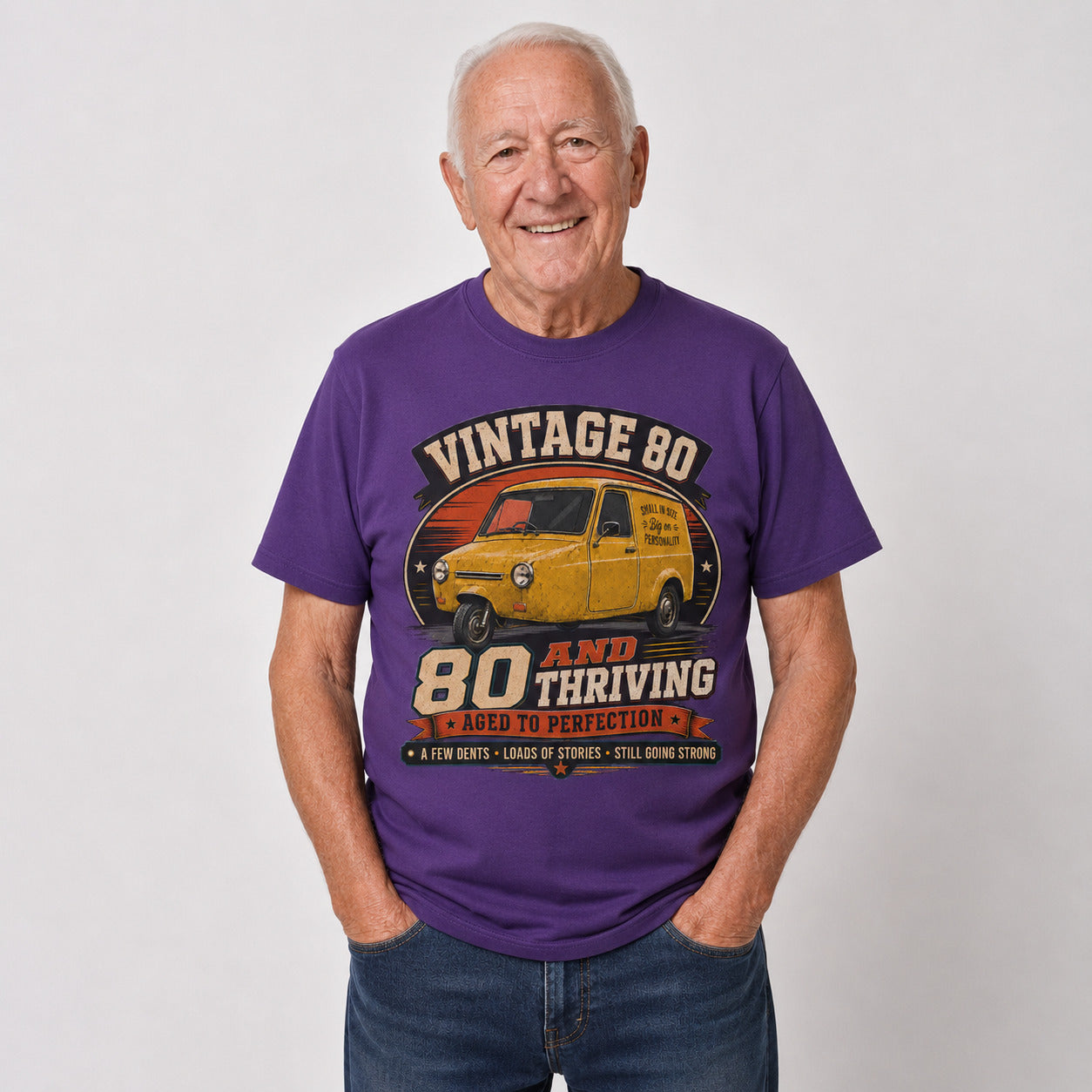 80 and Thriving T-Shirt, Funny 80th Birthday Retro Van Gift Tee