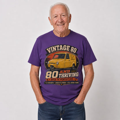 80 and Thriving T-Shirt, Funny 80th Birthday Retro Van Gift Tee
