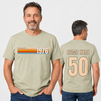Personalised Established 1976 T-Shirt, 50th Birthday Gift with Name Back Print