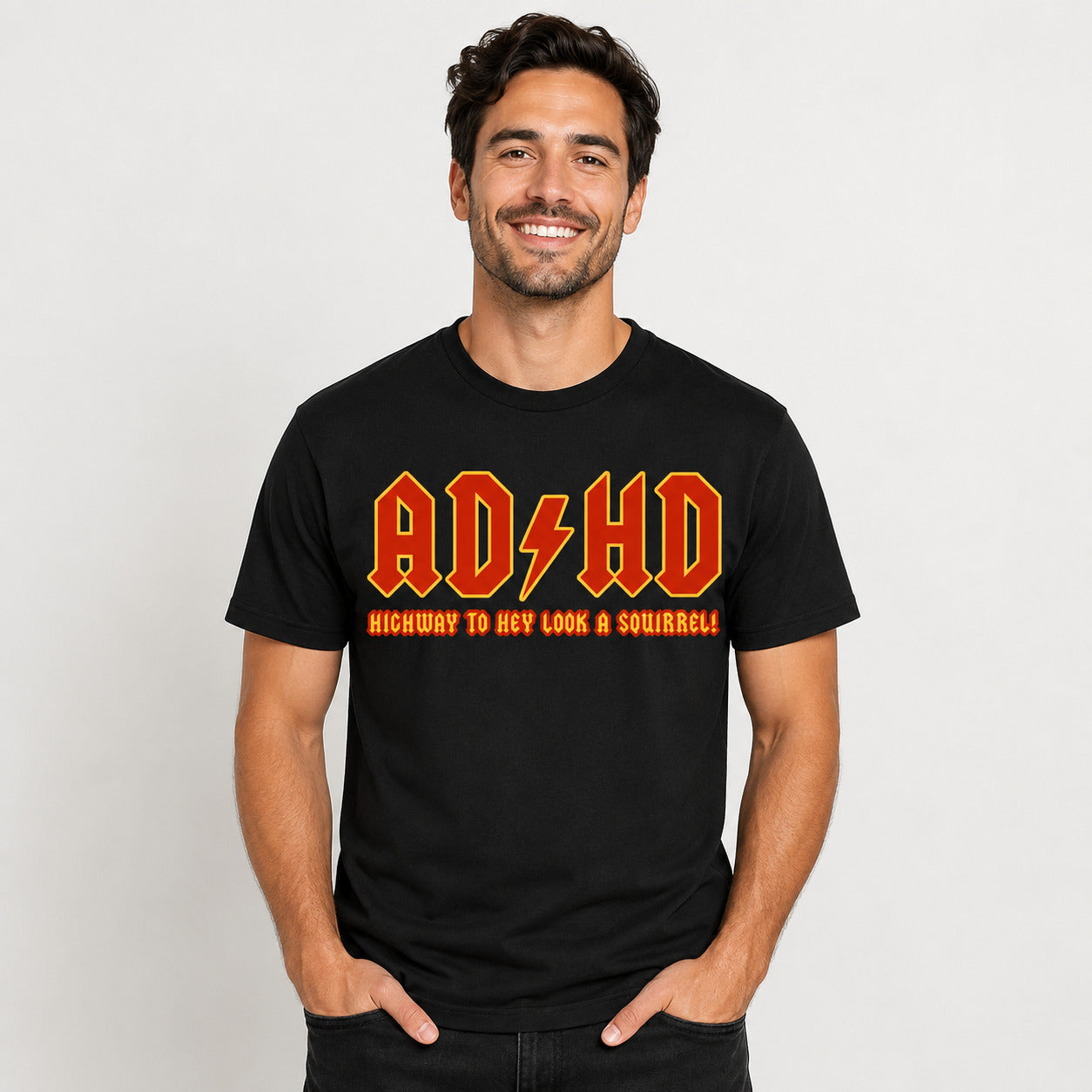 ADHD Highway To Hey Look A Squirrel Funny AD HD T - Shirt Mental Health T - Shirt Novelty T - Shirt
