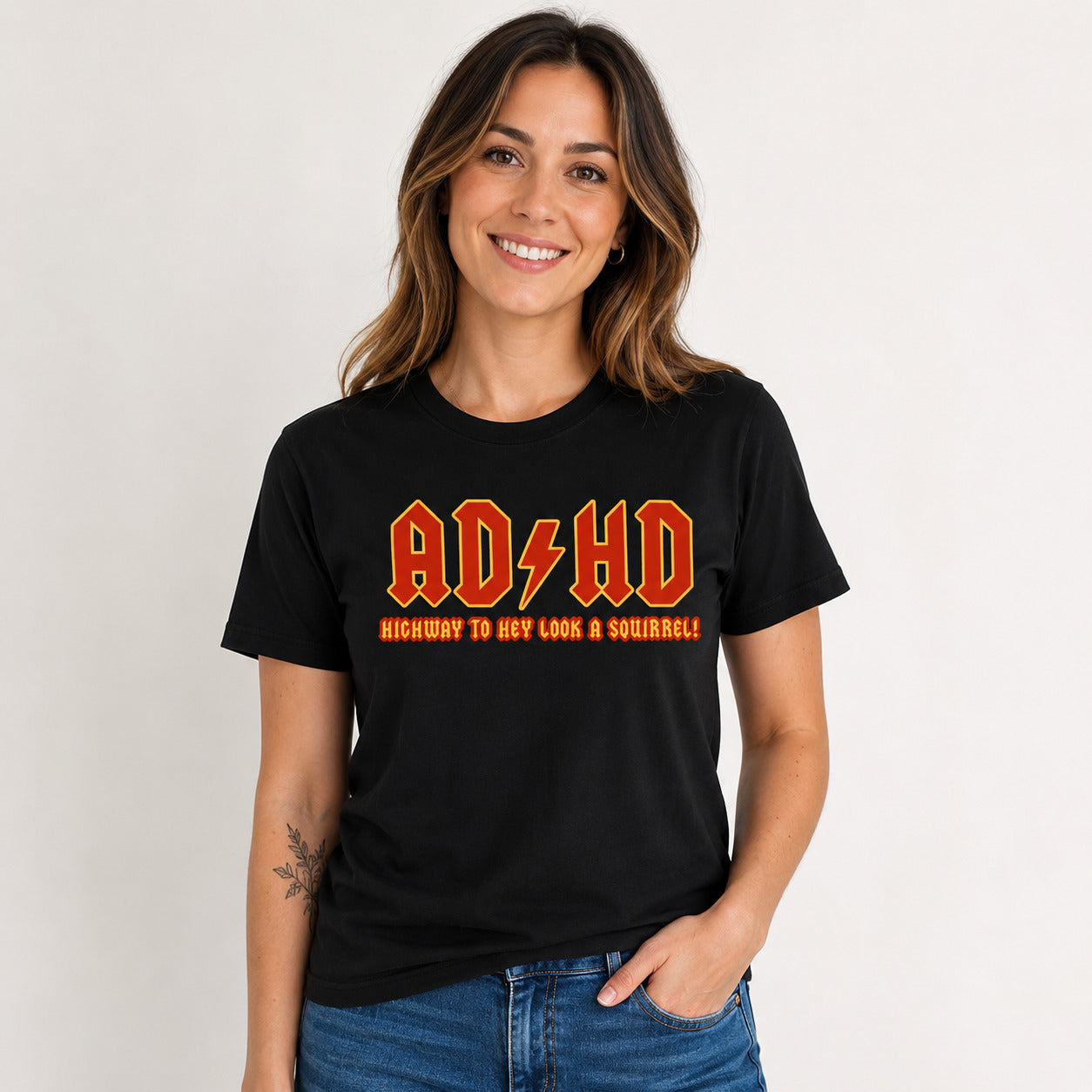 ADHD Highway To Hey Look A Squirrel Funny AD HD T - Shirt Mental Health T - Shirt Novelty T - Shirt