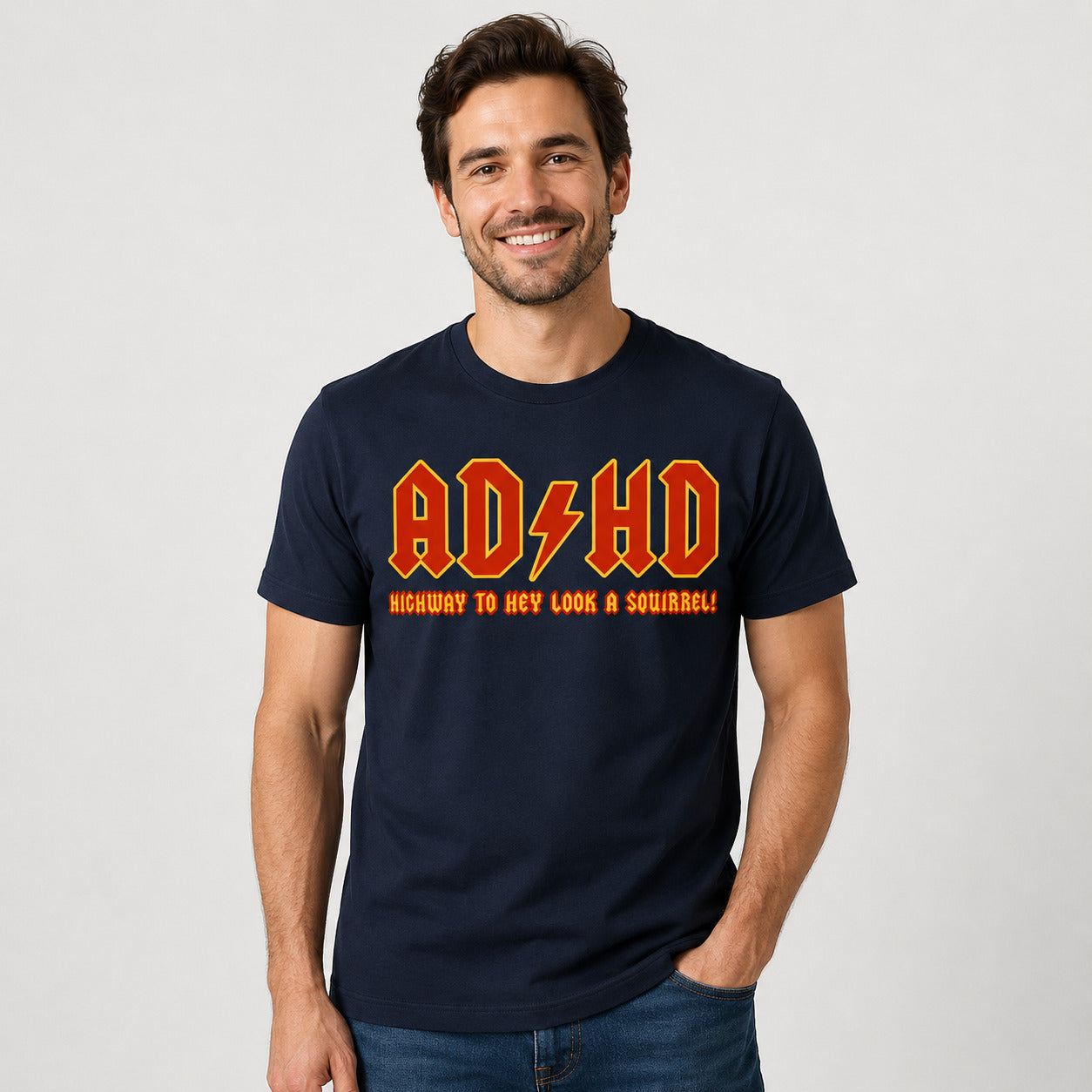 ADHD Highway To Hey Look A Squirrel Funny AD HD T - Shirt Mental Health T - Shirt Novelty T - Shirt
