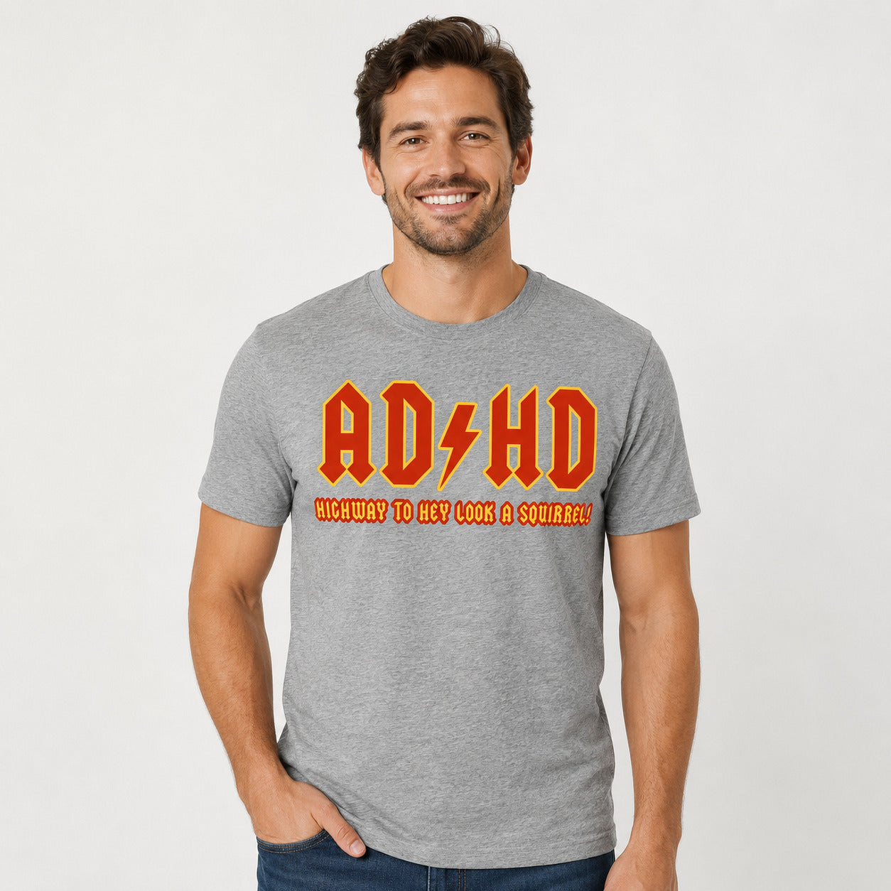 ADHD Highway To Hey Look A Squirrel Funny AD HD T - Shirt Mental Health T - Shirt Novelty T - Shirt