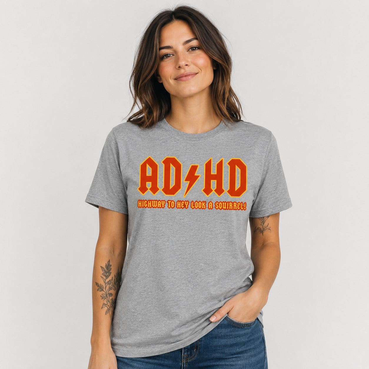 ADHD Highway To Hey Look A Squirrel Funny AD HD T - Shirt Mental Health T - Shirt Novelty T - Shirt