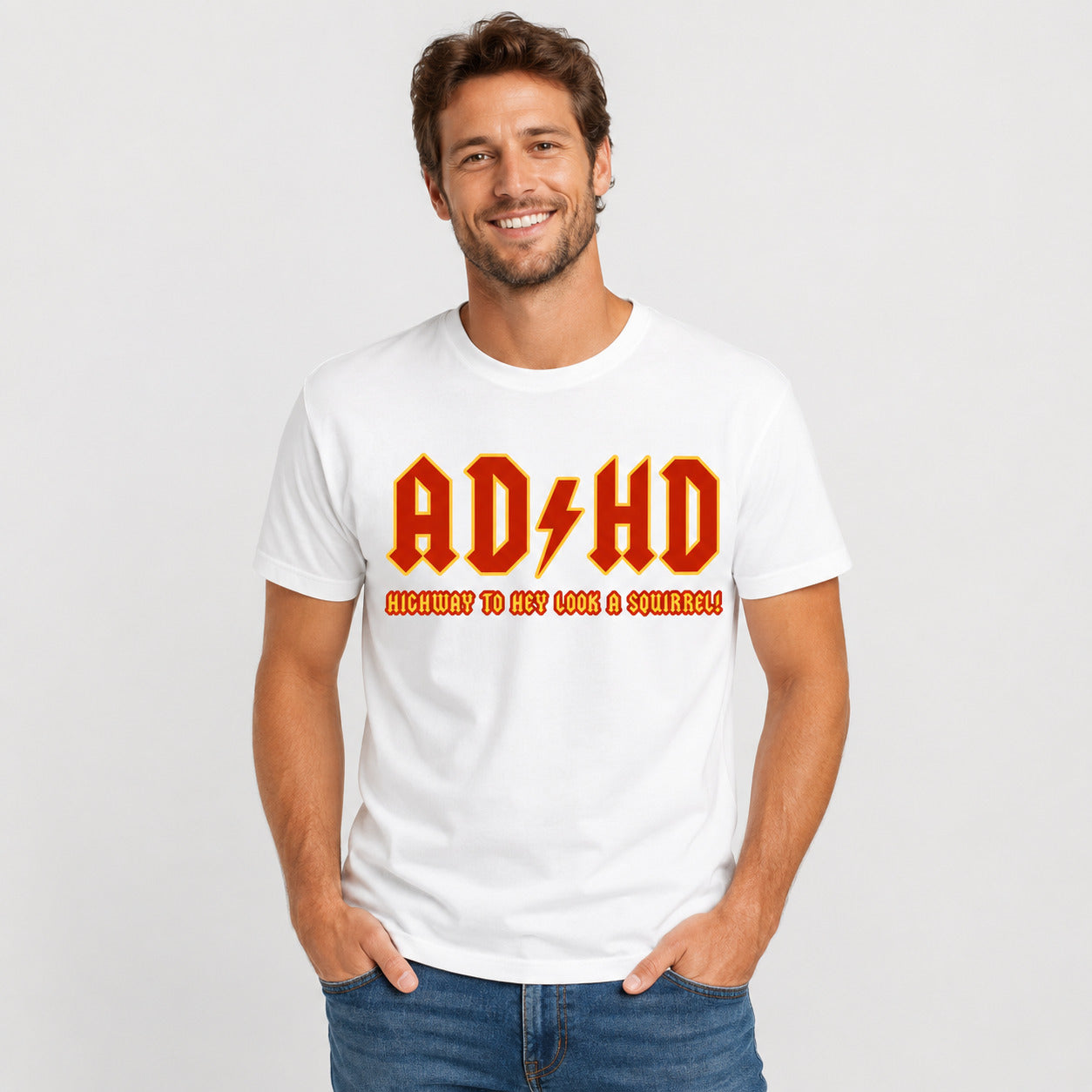 ADHD Highway To Hey Look A Squirrel Funny AD HD T - Shirt Mental Health T - Shirt Novelty T - Shirt