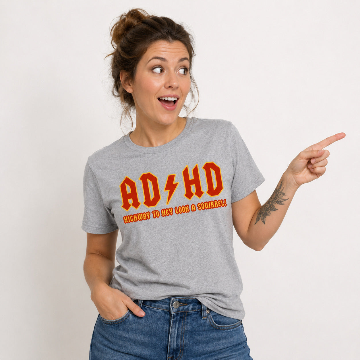 ADHD Highway To Hey Look A Squirrel Funny AD HD T - Shirt Mental Health T - Shirt Novelty T - Shirt