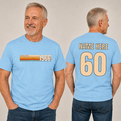 Personalised Vintage 1966 60th Birthday T-Shirt with Name on Back