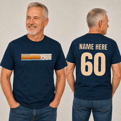 Personalised Vintage 1966 60th Birthday T-Shirt with Name on Back