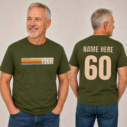 Personalised Vintage 1966 60th Birthday T-Shirt with Name on Back