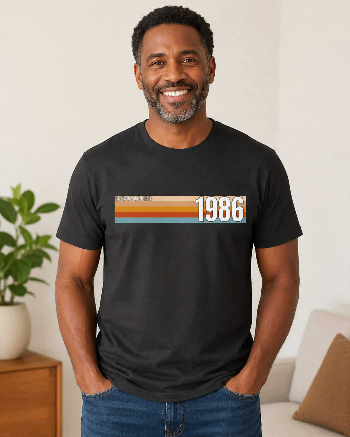 Established 1986 T-Shirt, 40th Birthday 2026 Retro Stripe Gift