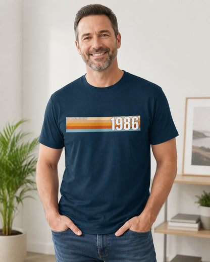 Established 1986 T-Shirt, 40th Birthday 2026 Retro Stripe Gift