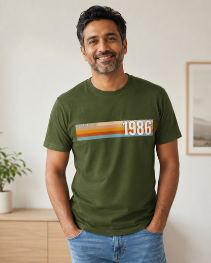 Established 1986 T-Shirt, 40th Birthday 2026 Retro Stripe Gift