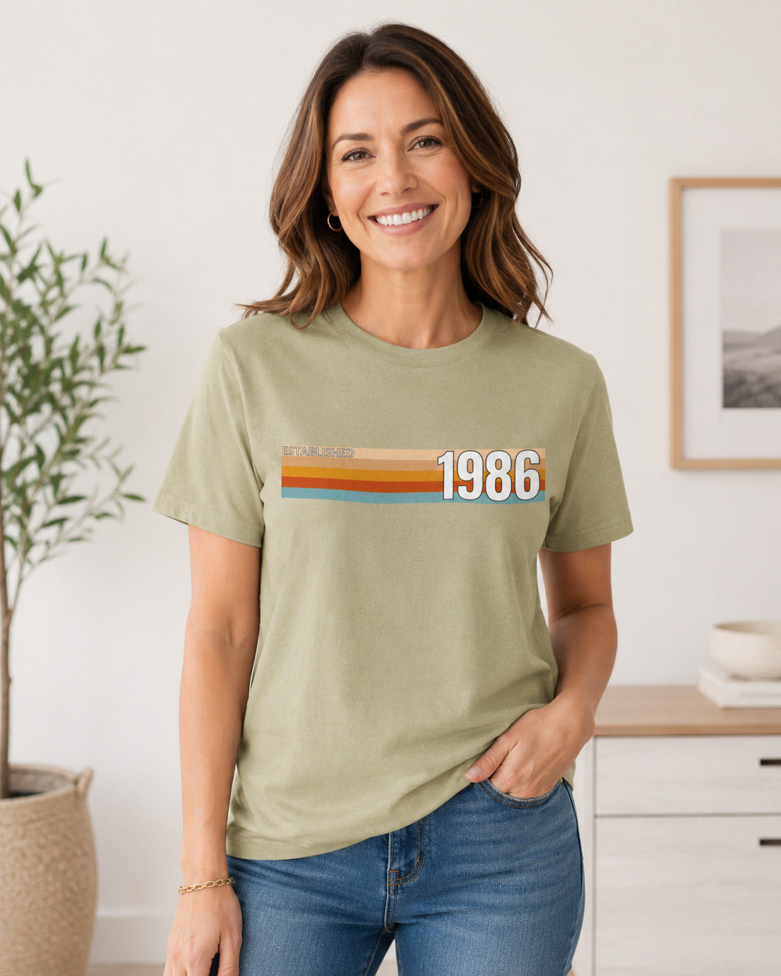 Established 1986 T-Shirt, 40th Birthday 2026 Retro Stripe Gift