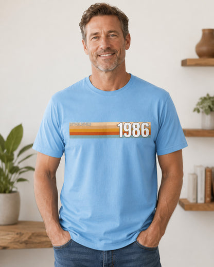 Established 1986 T-Shirt, 40th Birthday 2026 Retro Stripe Gift