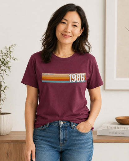 Established 1986 T-Shirt, 40th Birthday 2026 Retro Stripe Gift