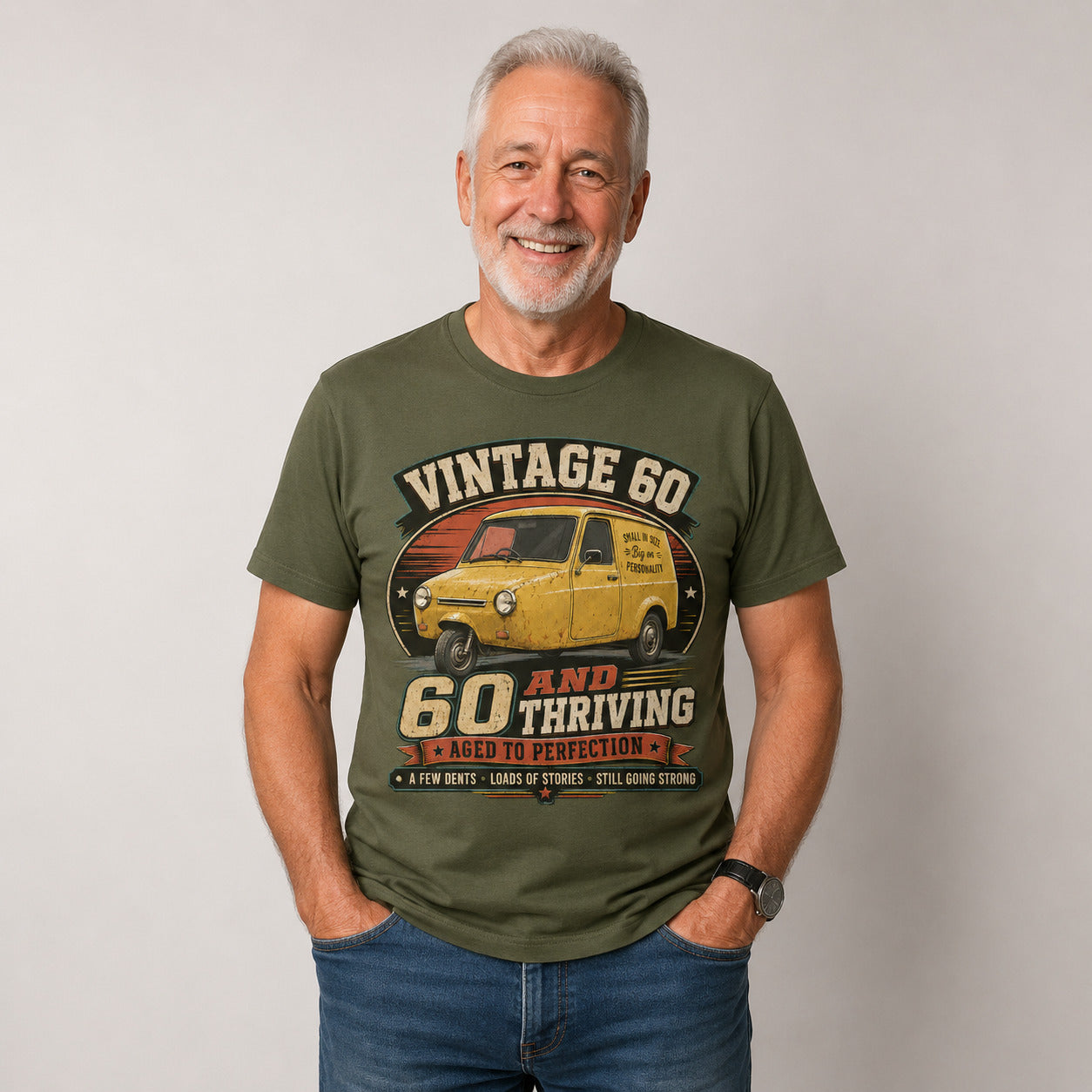 60 and Thriving T-Shirt, Funny 60th Birthday Retro Van Gift Tee