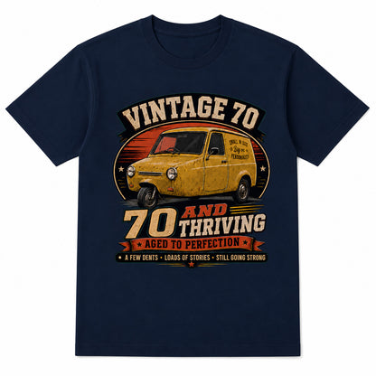 70 and Thriving T-Shirt, Funny 70th Birthday Retro Van Gift Tee