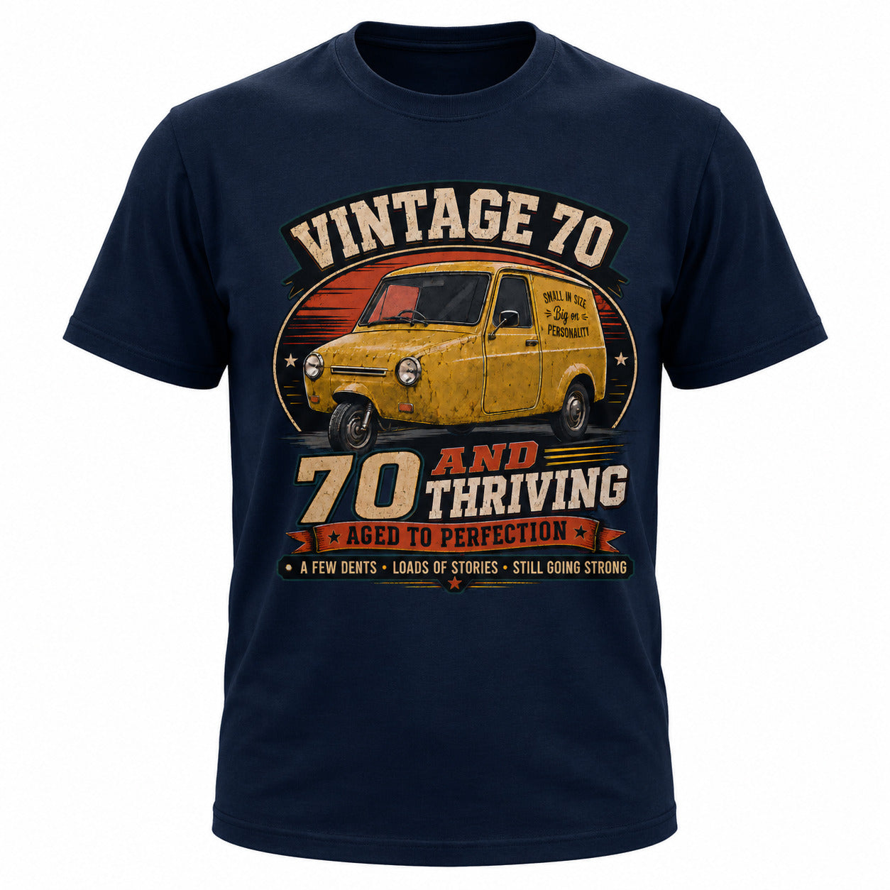 70 and Thriving T-Shirt, Funny 70th Birthday Retro Van Gift Tee