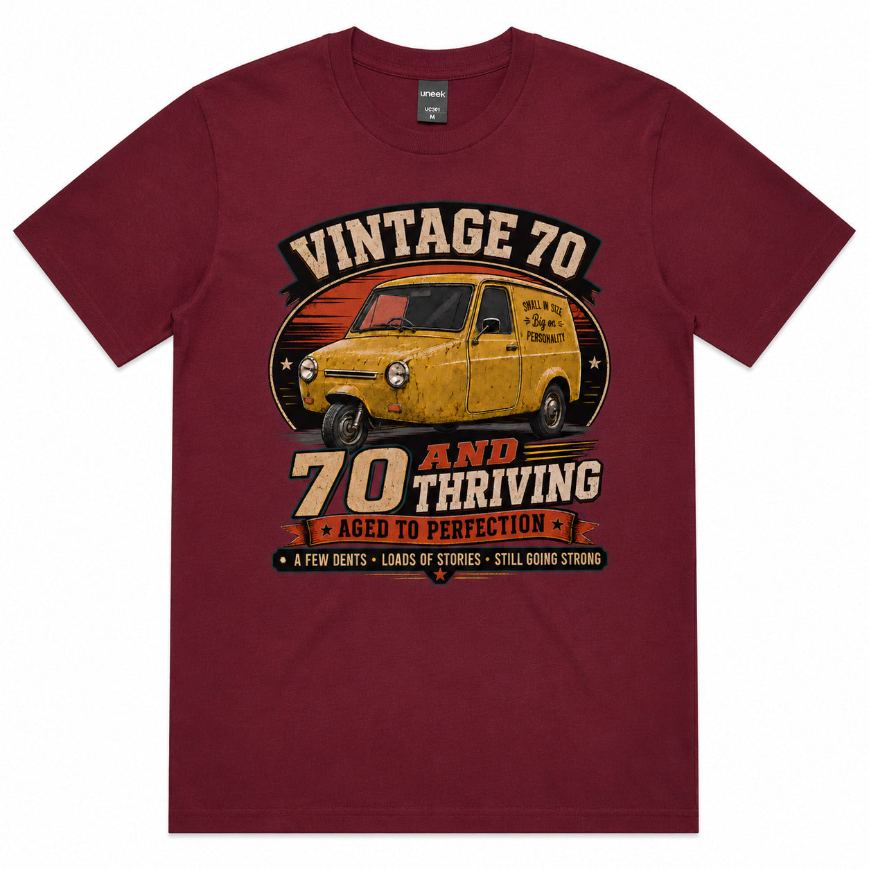 70 and Thriving T-Shirt, Funny 70th Birthday Retro Van Gift Tee