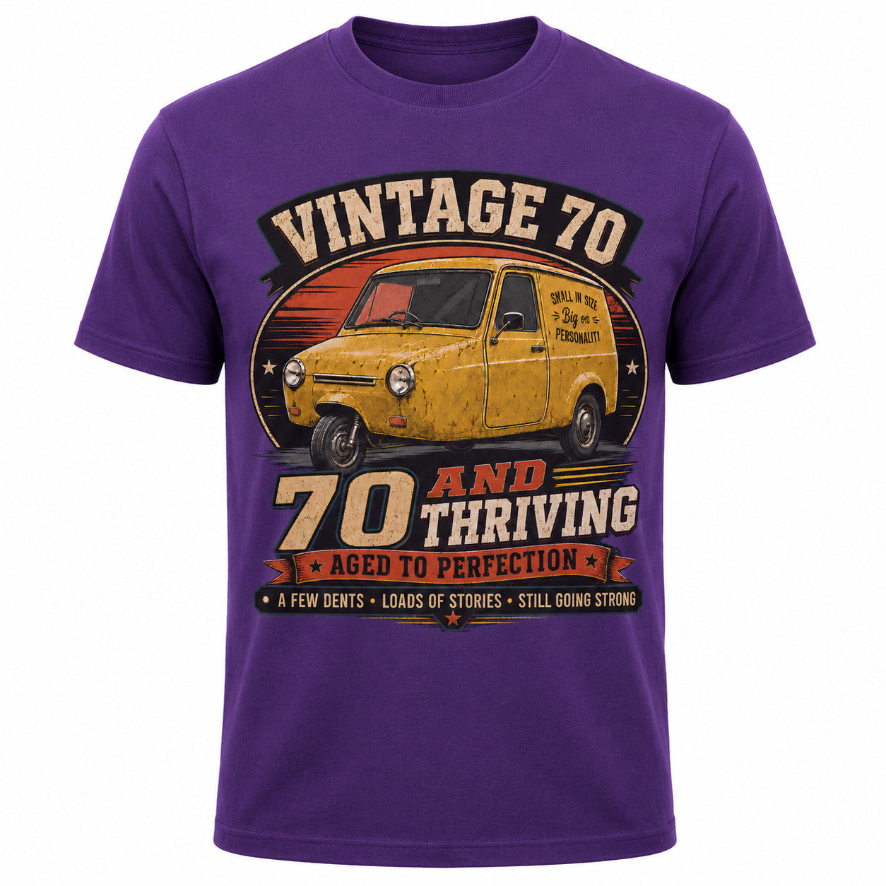 70 and Thriving T-Shirt, Funny 70th Birthday Retro Van Gift Tee