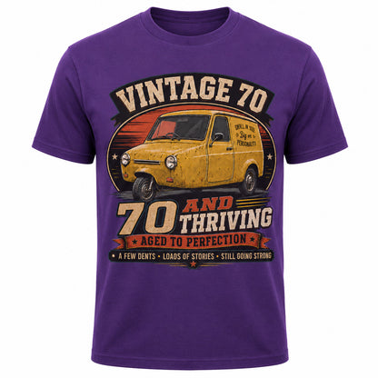 70 and Thriving T-Shirt, Funny 70th Birthday Retro Van Gift Tee