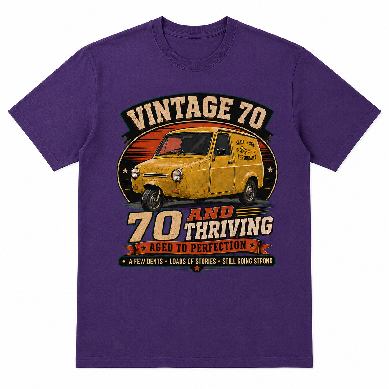 70 and Thriving T-Shirt, Funny 70th Birthday Retro Van Gift Tee
