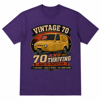 70 and Thriving T-Shirt, Funny 70th Birthday Retro Van Gift Tee