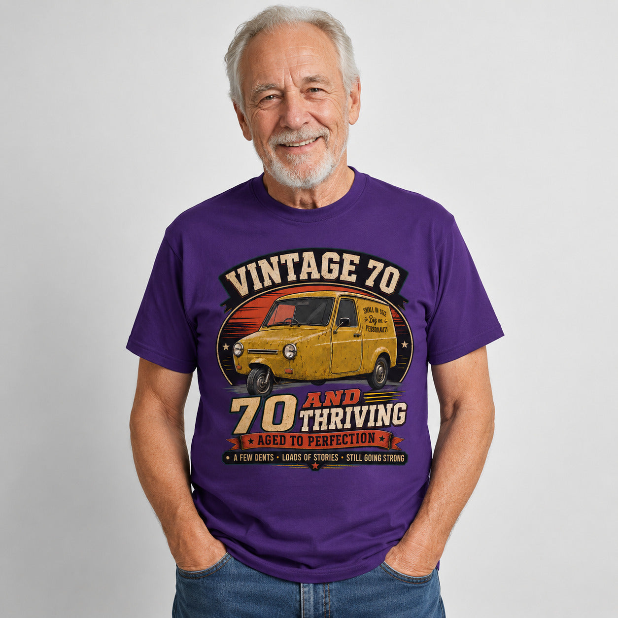 70 and Thriving T-Shirt, Funny 70th Birthday Retro Van Gift Tee