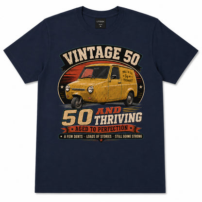 50 and Thriving T-Shirt, Funny 50th Birthday Retro Van Gift Tee