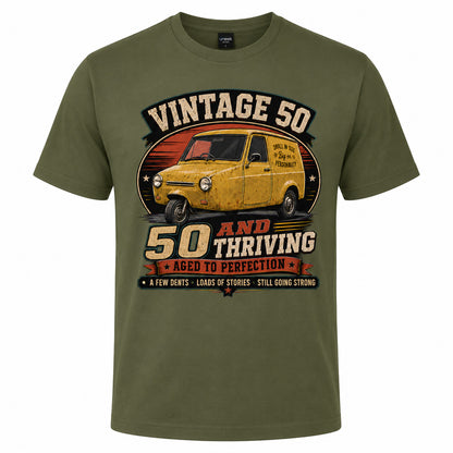 50 and Thriving T-Shirt, Funny 50th Birthday Retro Van Gift Tee