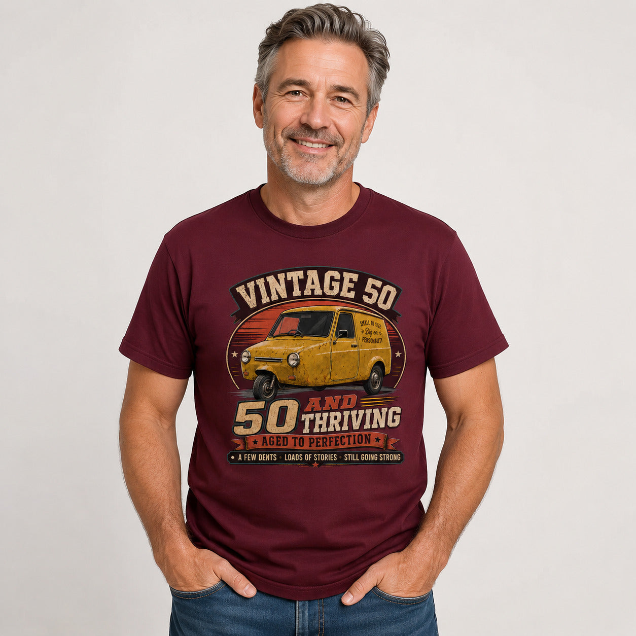 50 and Thriving T-Shirt, Funny 50th Birthday Retro Van Gift Tee