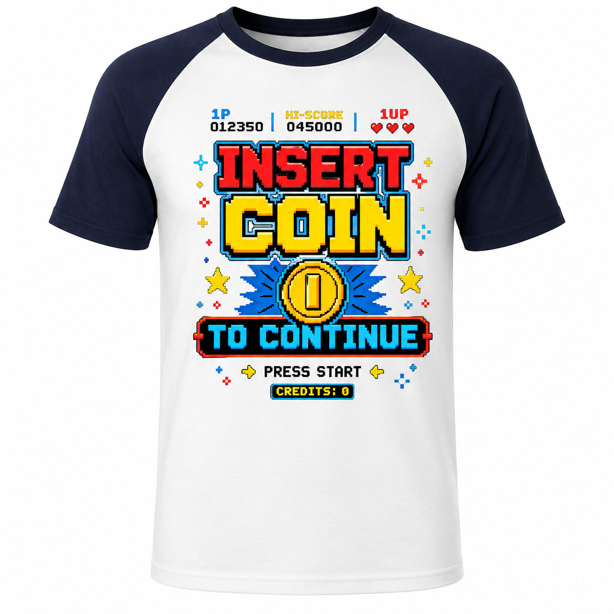 Insert Coin To Continue Retro Arcade Baseball T-Shirt