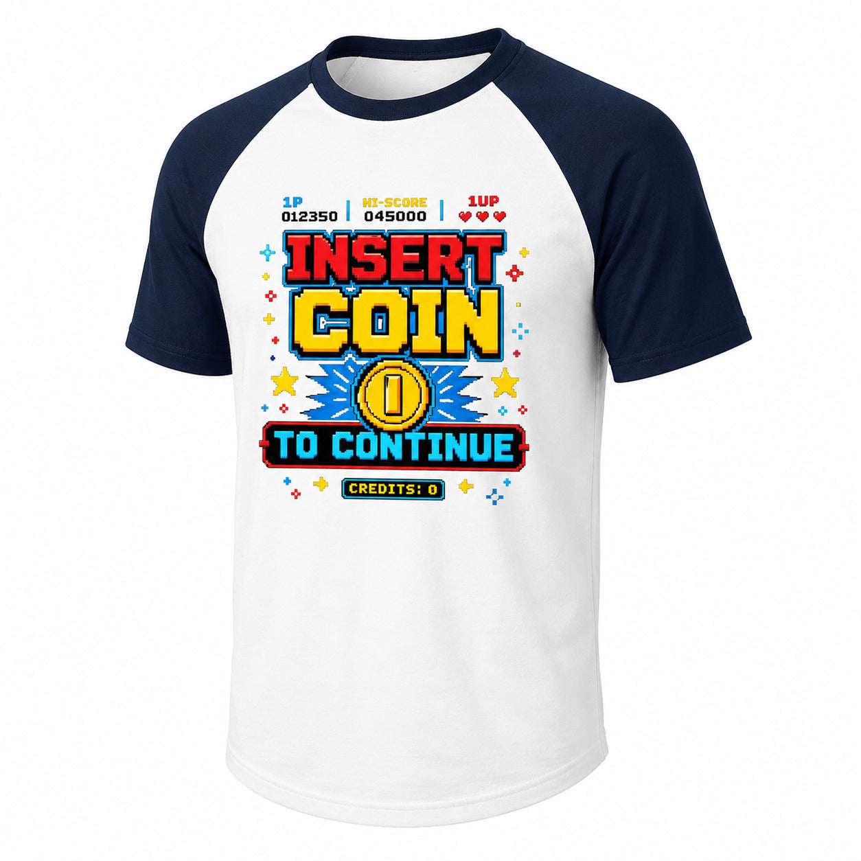 Insert Coin To Continue Retro Arcade Baseball T-Shirt