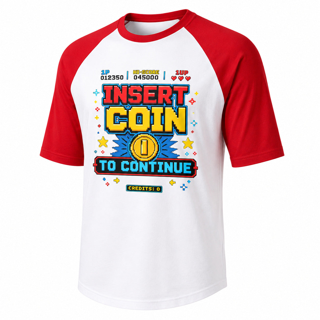 Insert Coin To Continue Retro Arcade Baseball T-Shirt