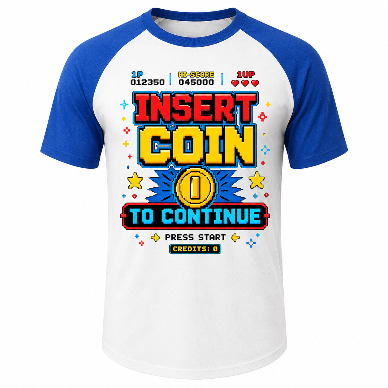 Insert Coin To Continue Retro Arcade Baseball T-Shirt