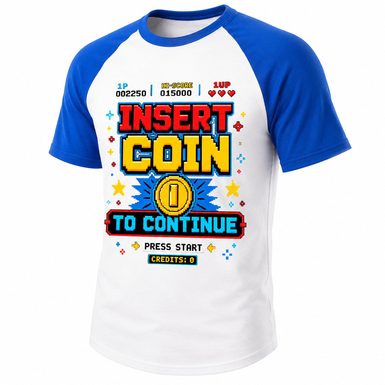 Insert Coin To Continue Retro Arcade Baseball T-Shirt